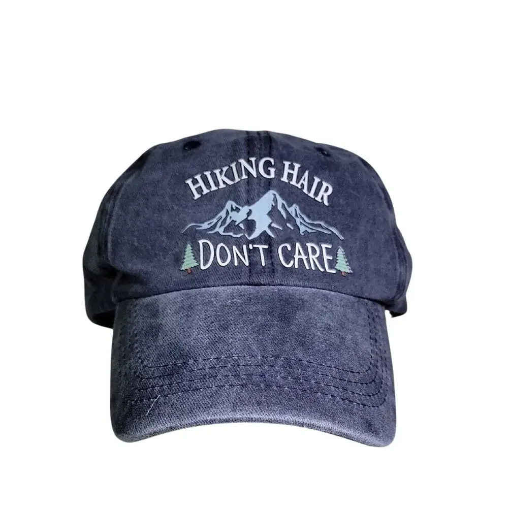 Hiking Hair Don't Care Blue Adjustable Cotton Hat